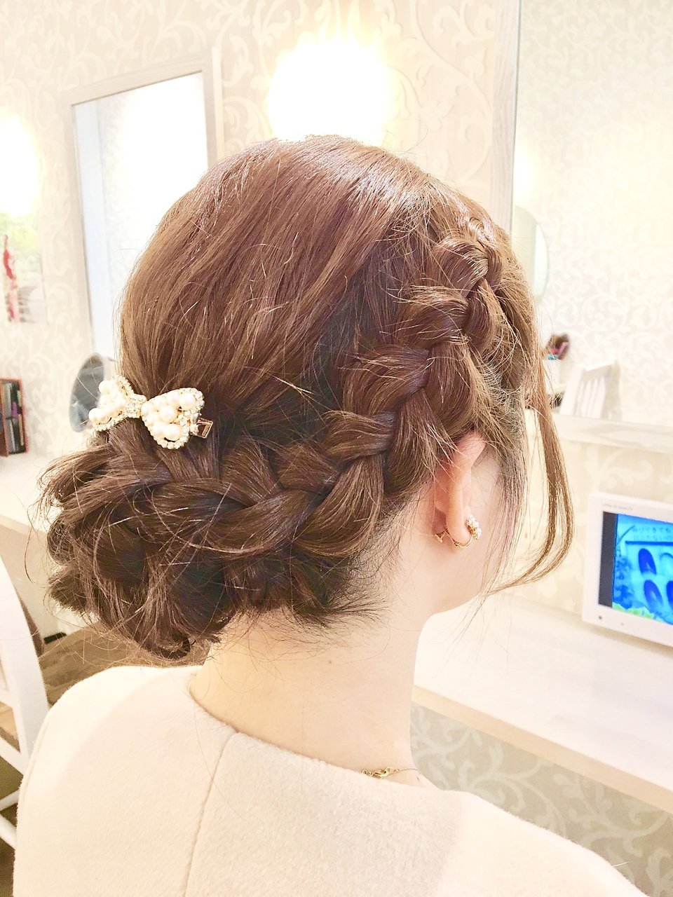下め編み込みアップ☆