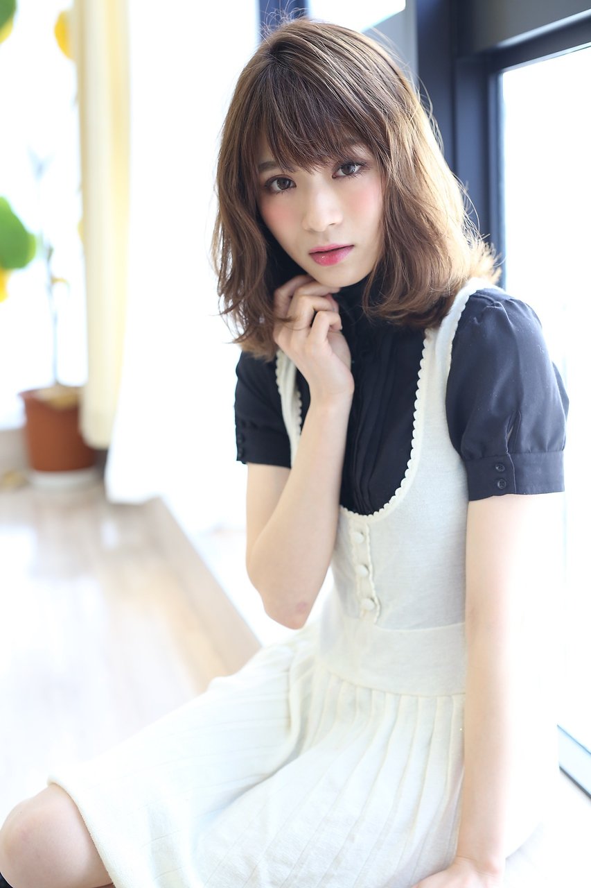 うる艶透けバングハネ感フレンチロブ[GIEN梅田]
