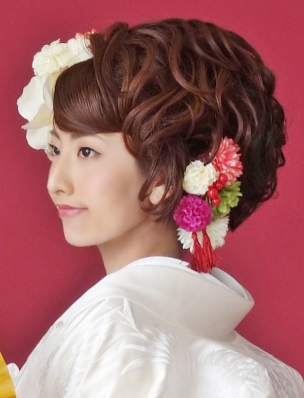 【白無垢・花嫁ヘア】ショートヘアの華やかアップスタイル★夢館