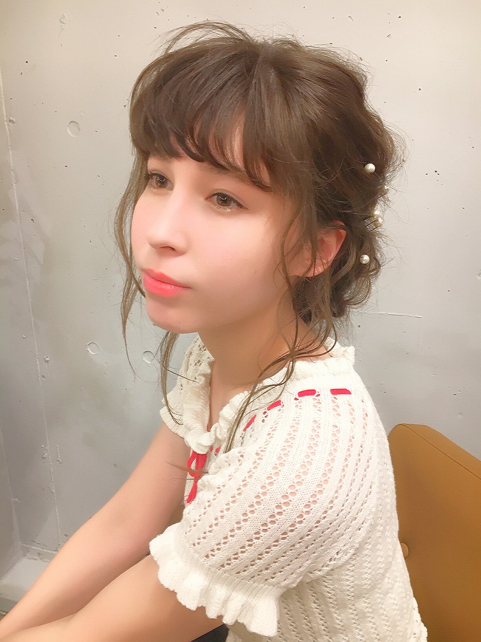 famille・おくれ毛×パールピン☆結婚式二次会浴衣おすすめ髪型