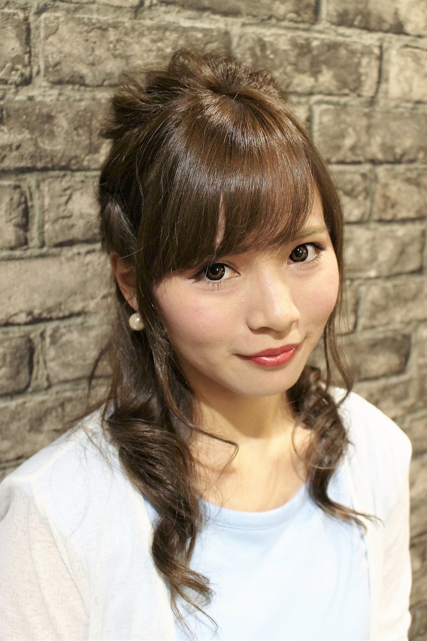 編み込みハーフアップ