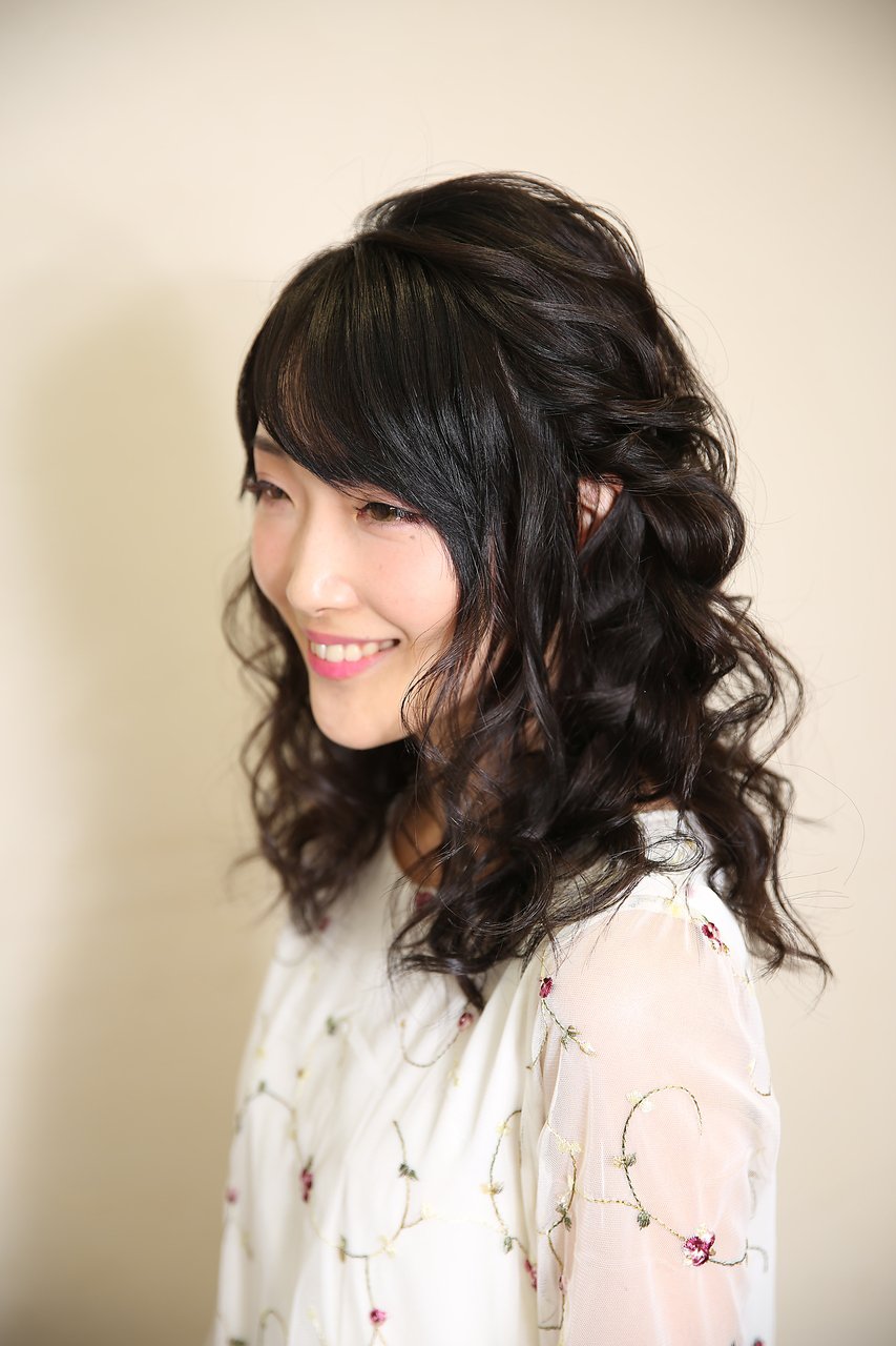 編み込みハーフアップ風ダウンスタイル☆