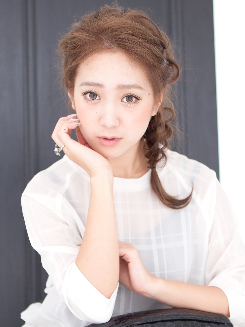 くるりんぱ＆三つ編み前髪なしオールバック編み込みヘアアレンジ