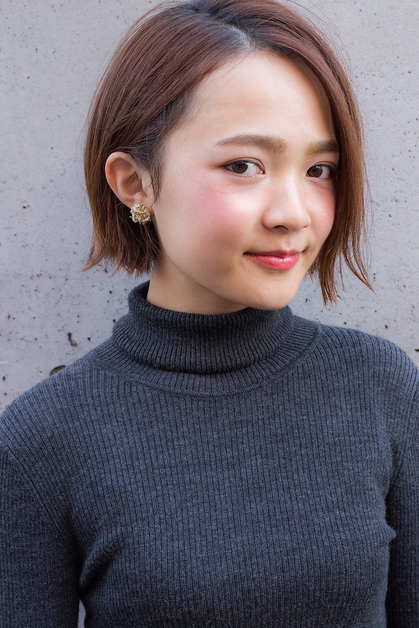 NORA【ERI】黒髪暗髪でも似合う小顔耳かけ外ハネストレートボブ