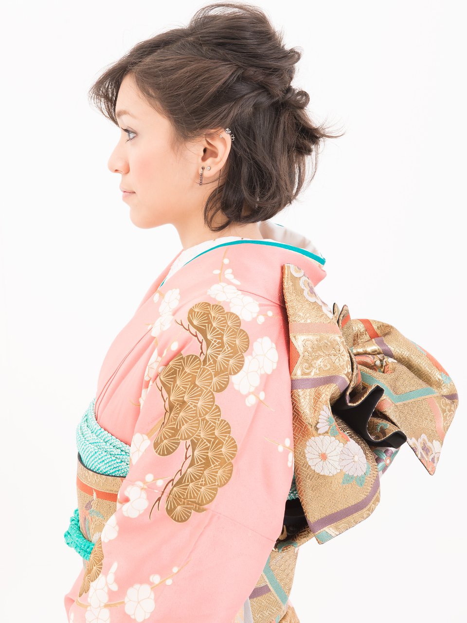 お正月の参拝結婚式成人式等振袖に。ヘアセットショートアレンジ