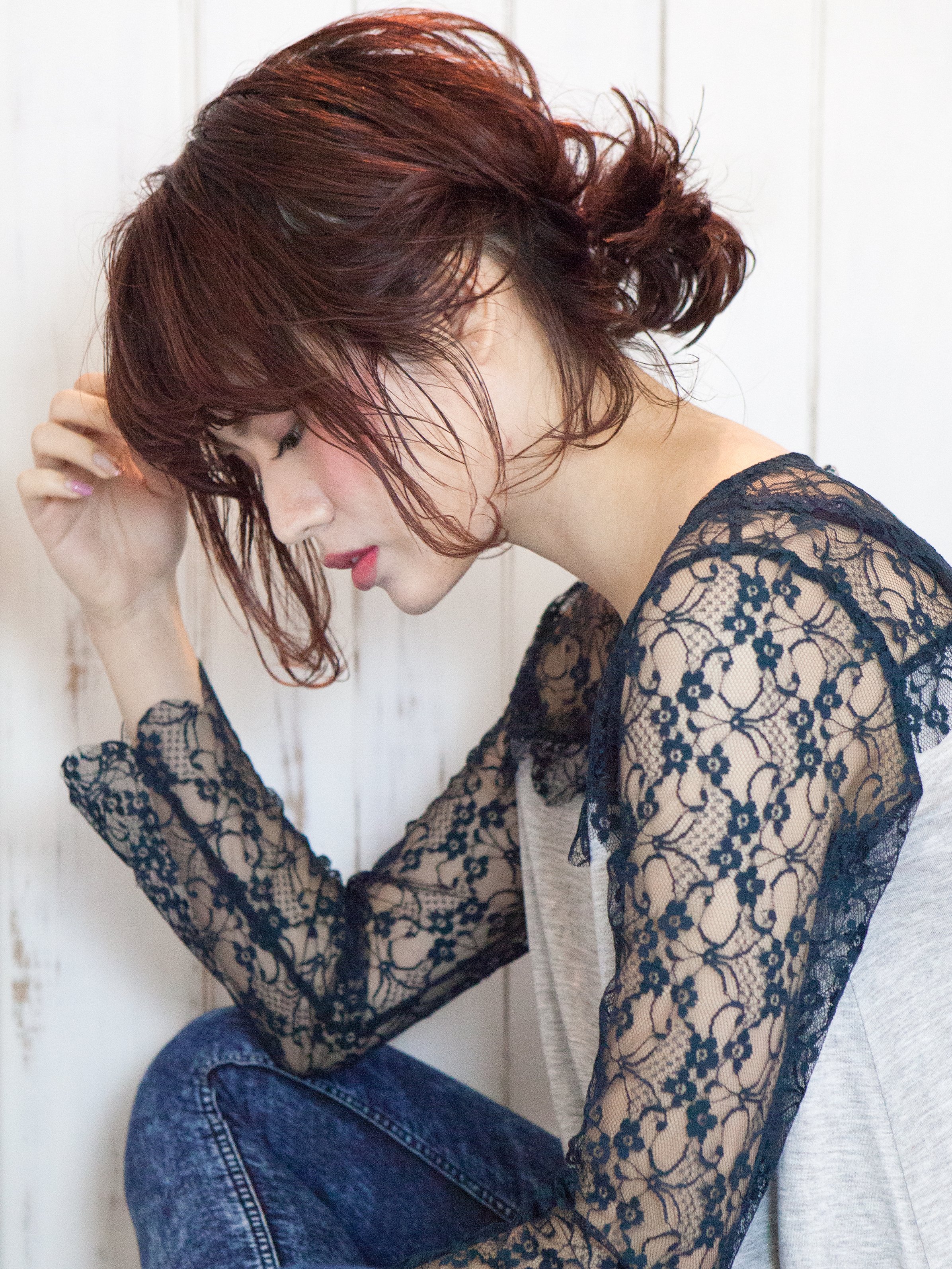 簡単おしゃれスポンテニアスフリンジバングマッシュボブアレンジ
