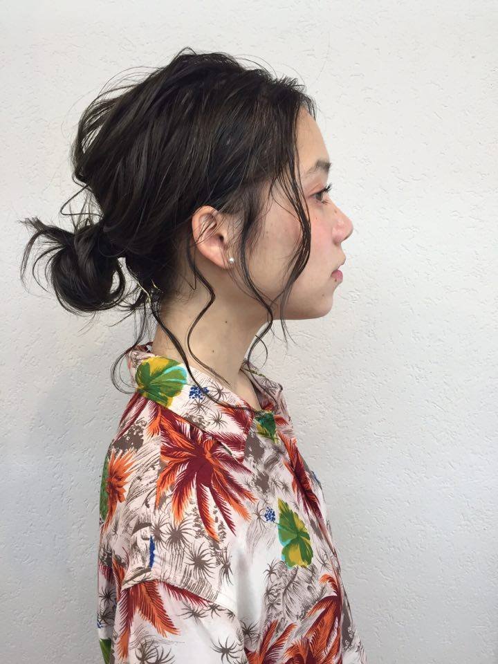 ＃ミルクティカラー＃トップノット＃ノームコア＃うぶバング