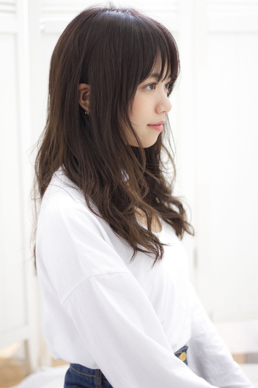 シースルー姫カットクラシカルモードな暗髪ロンググレージュ