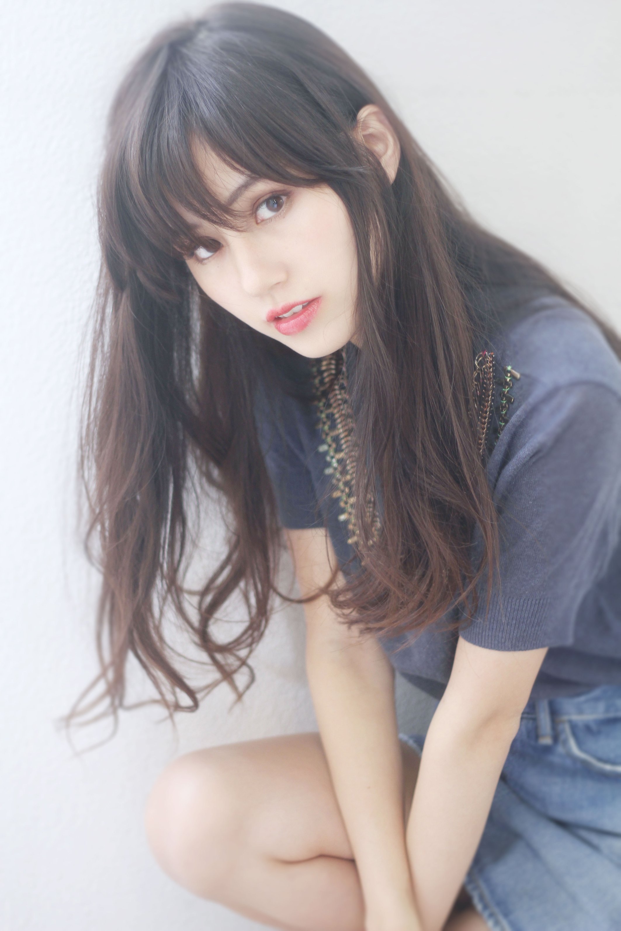 透明感ショコラアッシュカラーのうぶバングロング♪ルーズパーマ