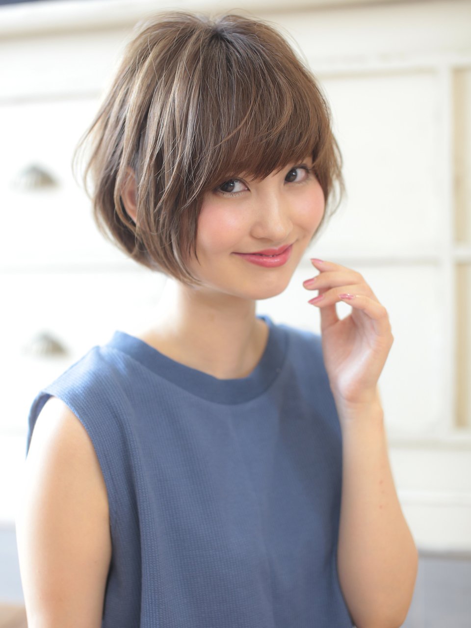 トップふんわり小顔カットとミルクティーカラーで美シルエット☆