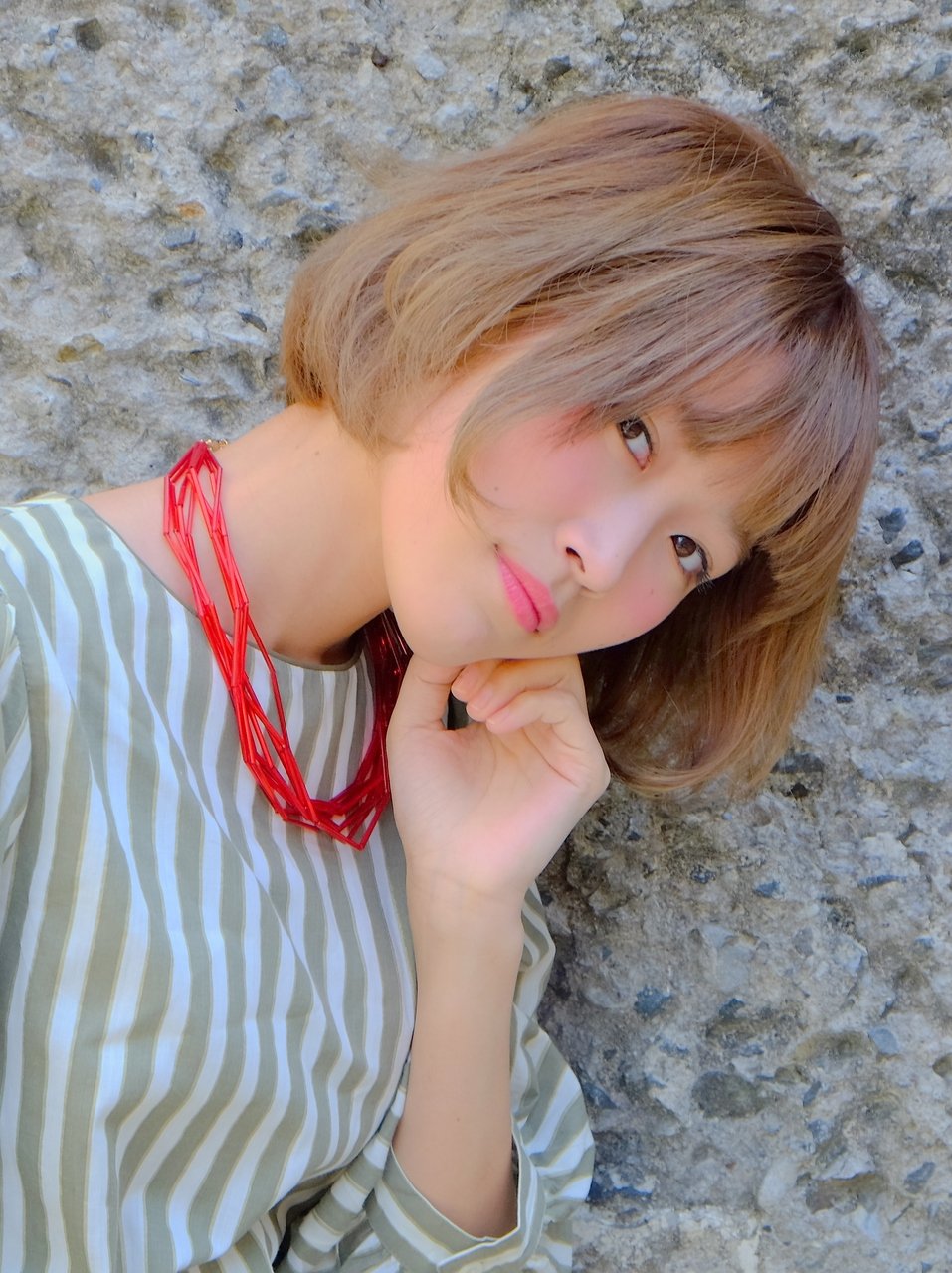 やわ見え　ハイライトボブ