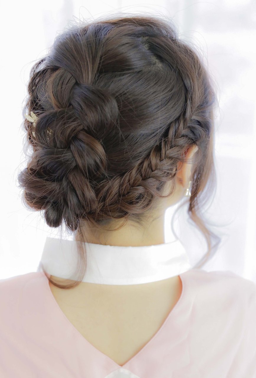 編み込み大人可愛いヘアセット