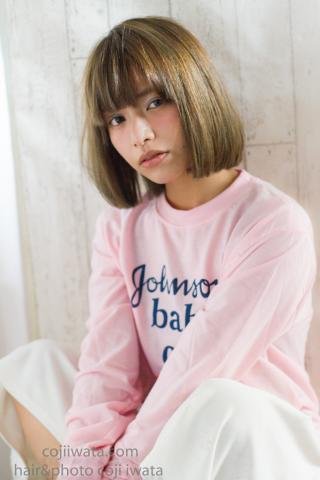 【HaIR　トレンザ】イルミナカラーのパツンボブ（イワタ　コ