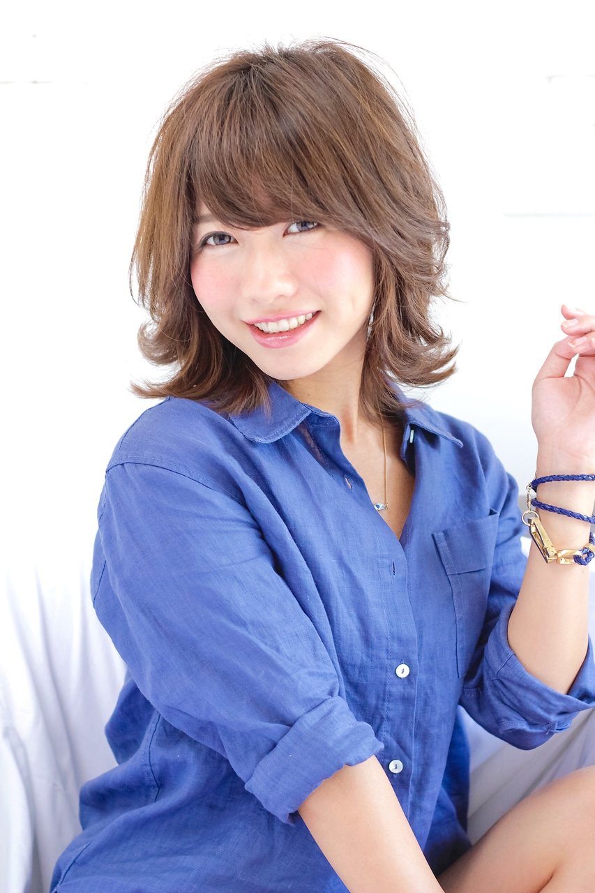 大人ノームコア外ハネカール#うぶバングアッシュカラー