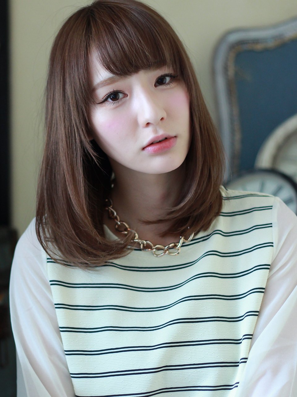 plumystylecollectionワイドバング×くびれミディ×モーブカラー
