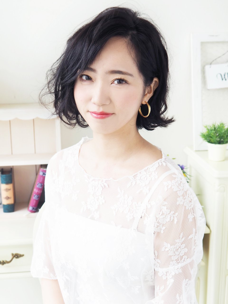 【ジュレベール 松田】 大人ナチュラル可愛い耳かけ黒髪ミディ
