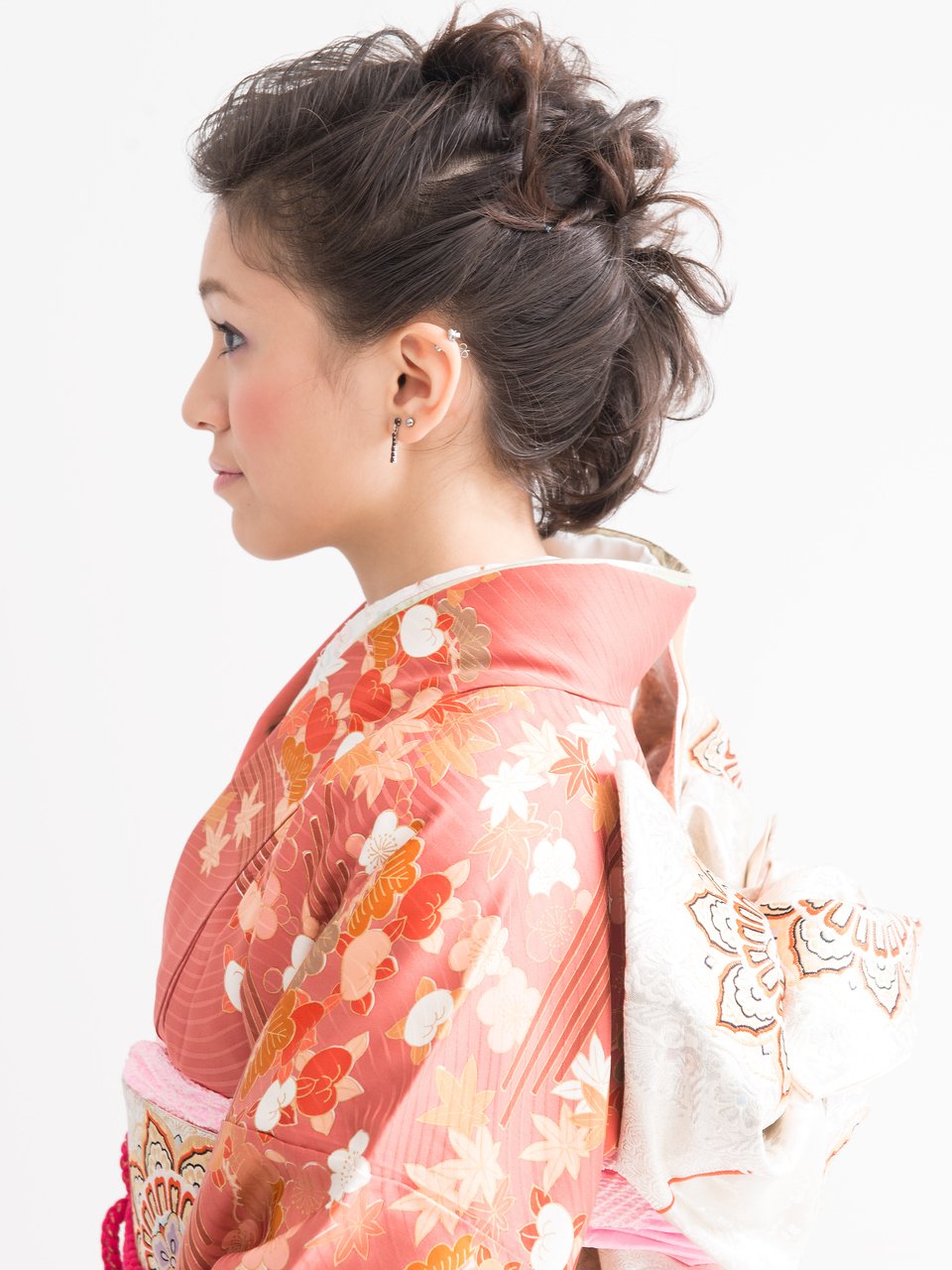 お正月の参拝結婚式成人式等振袖に。ヘアセット無造作アレンジ