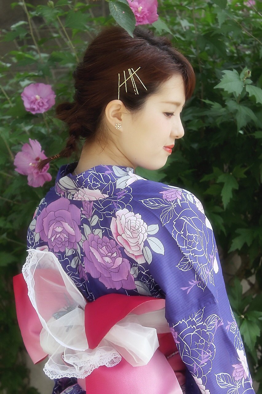 dee 浴衣2015(ネイビー×パープル)