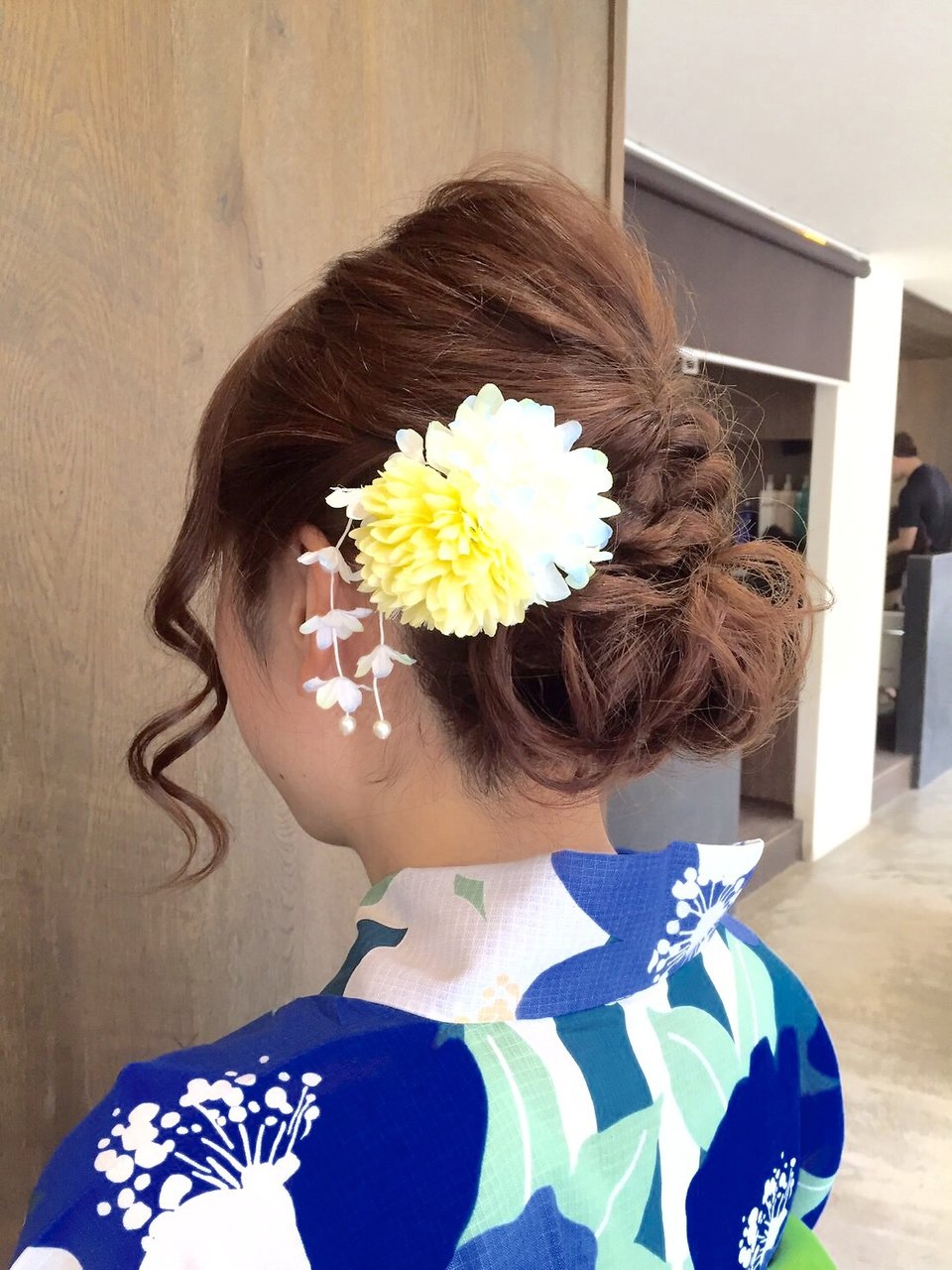 浴衣　ヘアセット　シニヨン