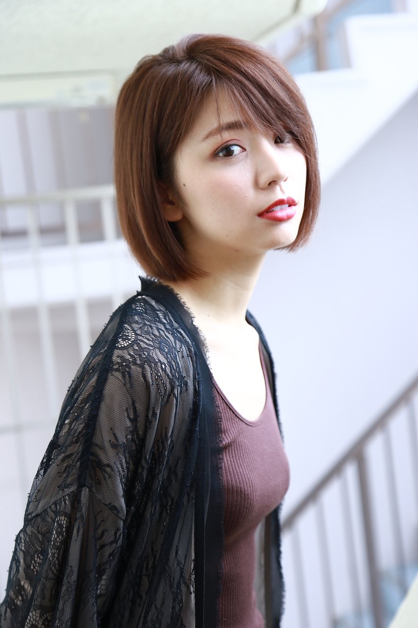 耳掛けボブ　小顔前髪で好感度UP☆スポンテニアスフリンジバング