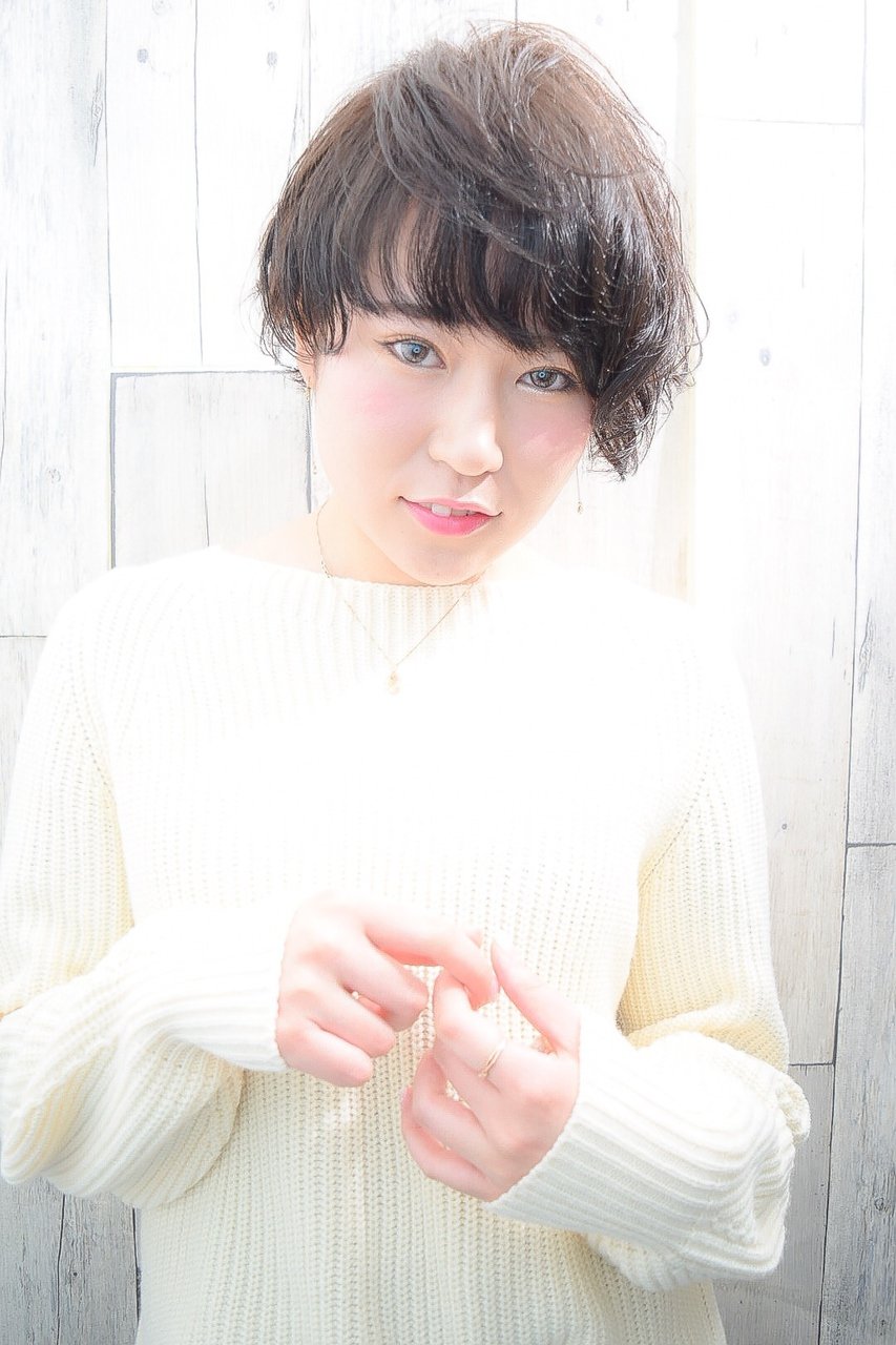 【morio池袋】大人かわいい黒髪パーマ小顔ショート