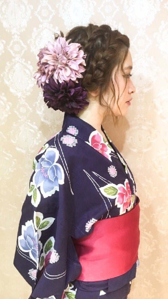 編み込みアップ