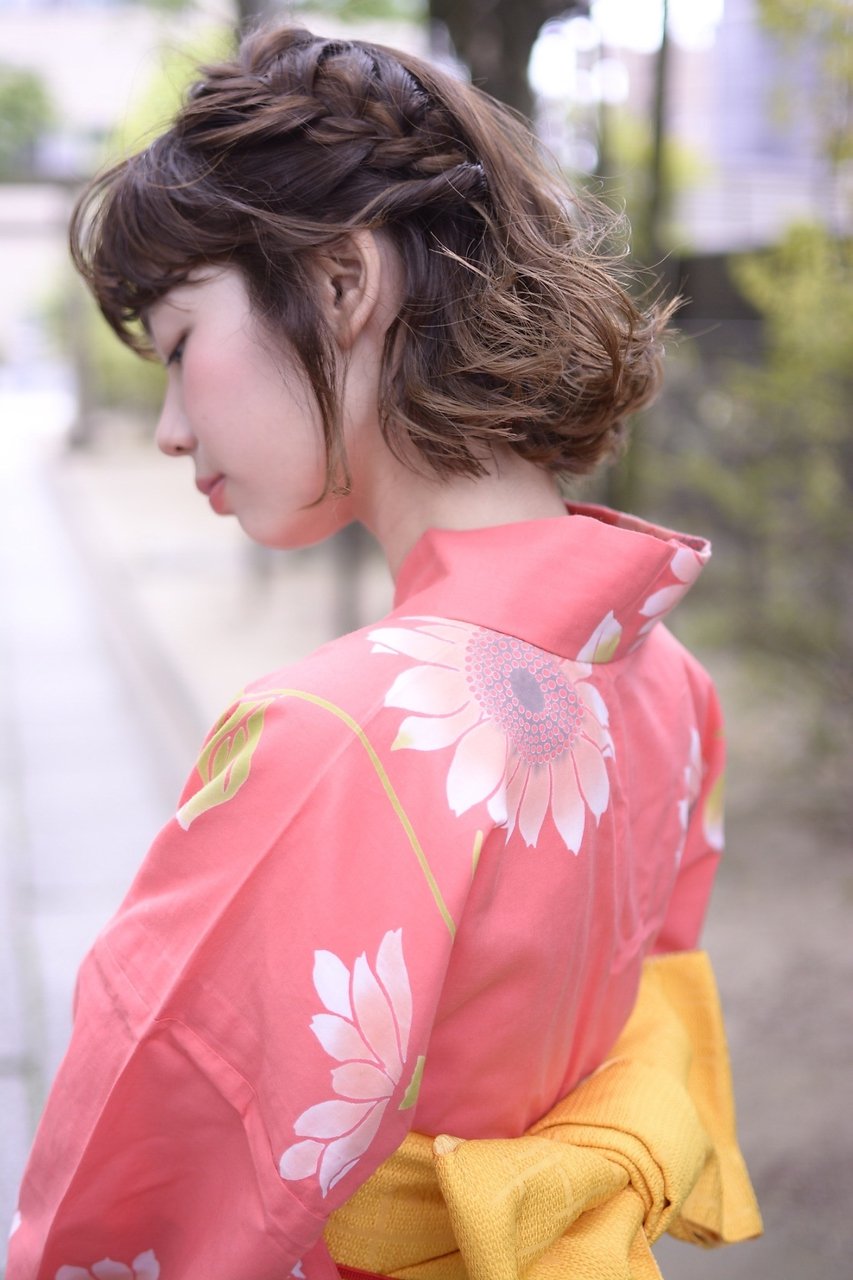 溝の口Neolive　calme　浴衣アレンジ＊編み込みボブ