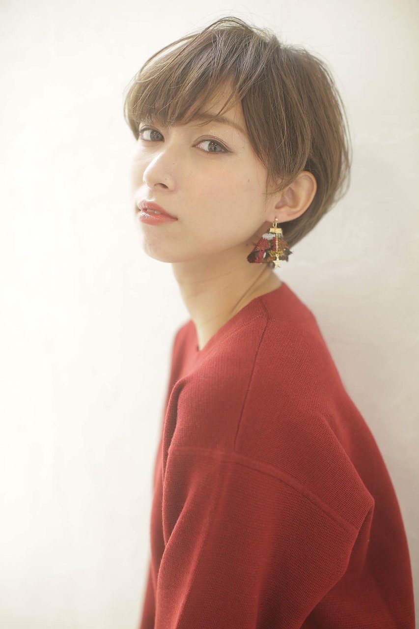 ★．耳かけOK!小顔ベビーショート×ベージュカラー