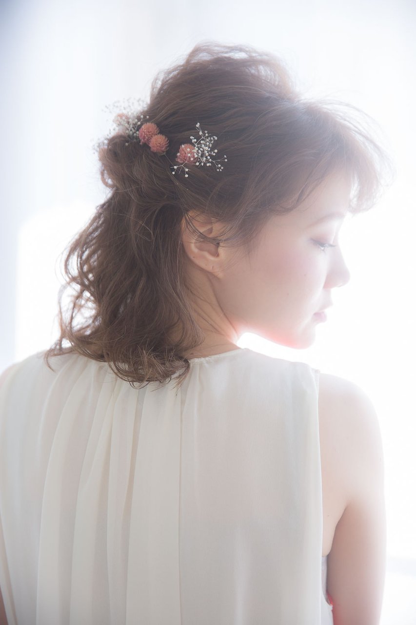 【aRietta】結婚式・二次会可愛いフィッシュボーンハーフアップ