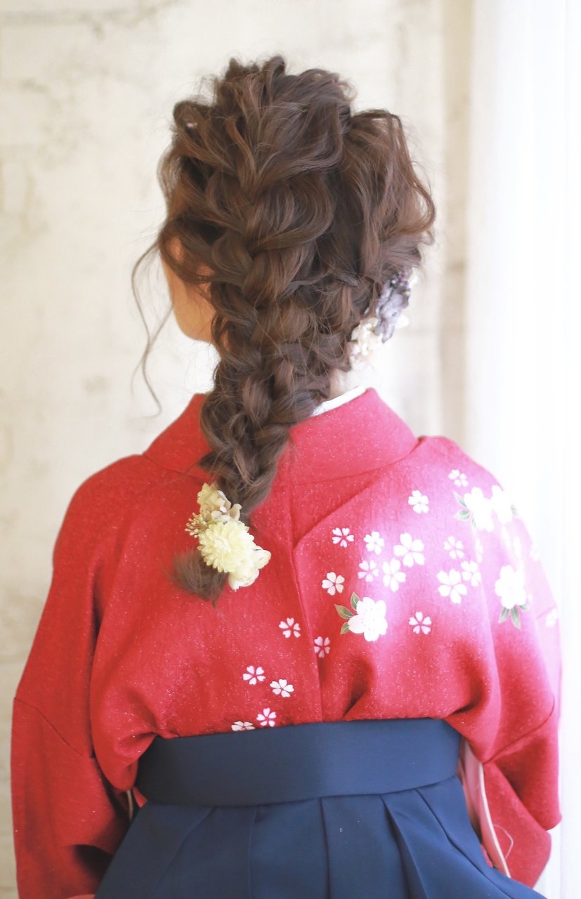 袴×編みおろしお花アレンジ