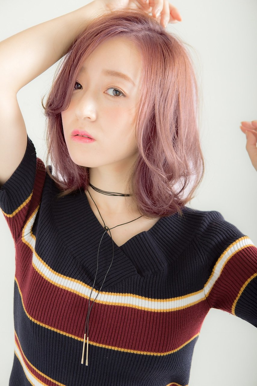 大人ピンク×外ハネミディ　☆黒田