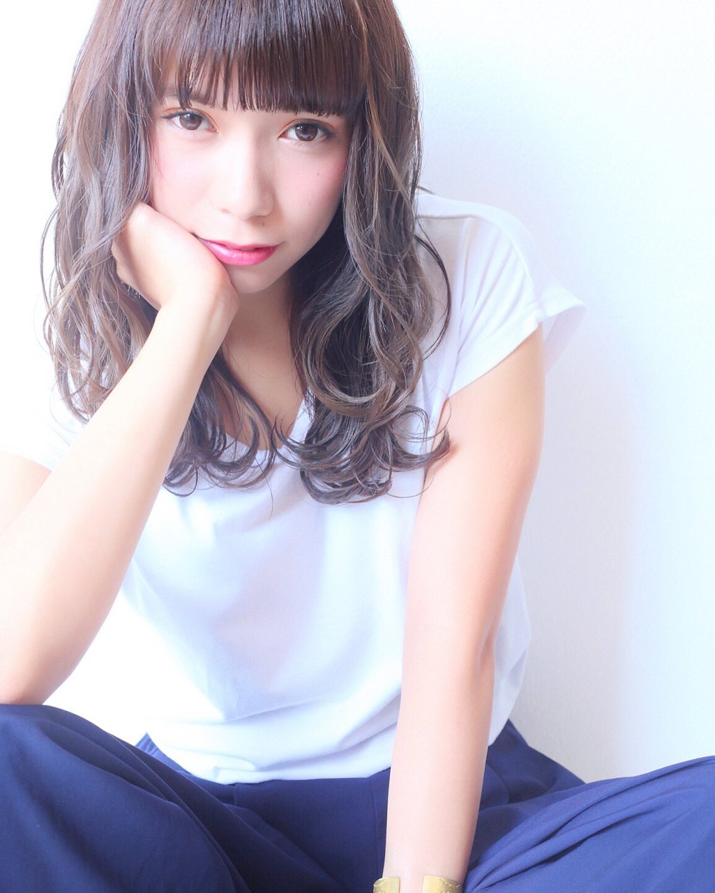 Repeace..セミロング×ぱっつん×アッシュベージュ
