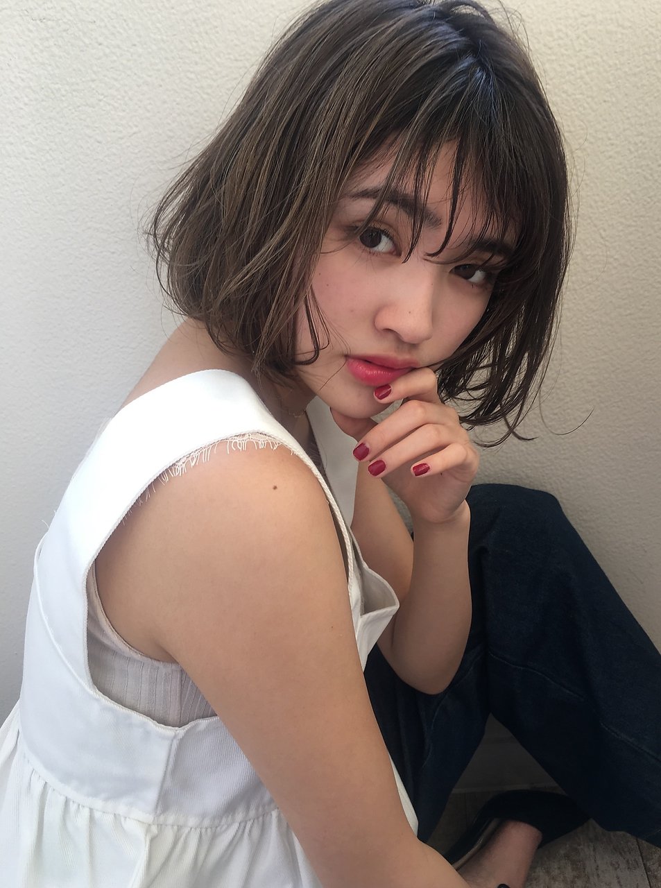 小顔フェミニンゆるふわボブ