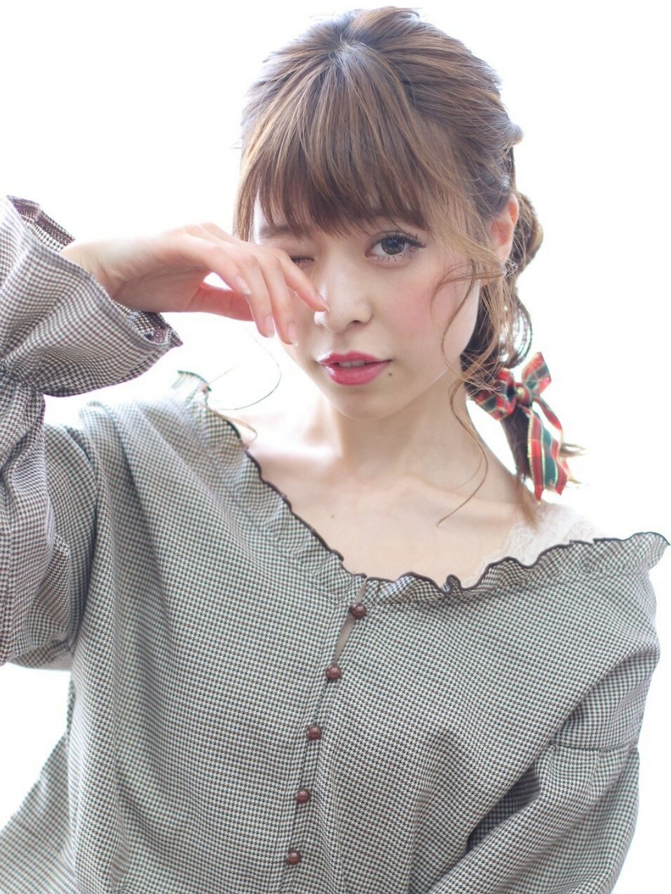 ☆クリスマスヘアアレンジ☆編みおろしリボンヘアアレンジ♪