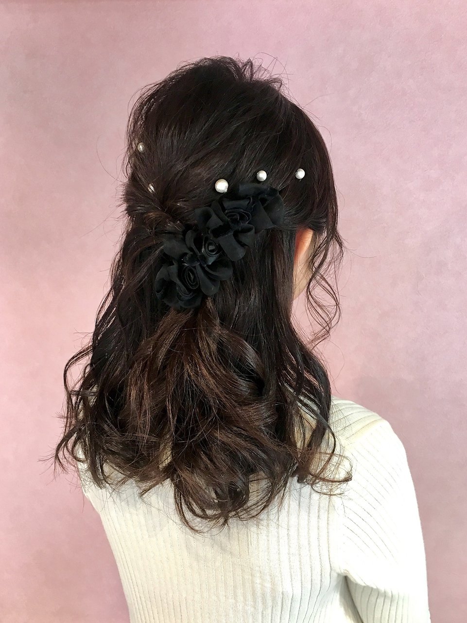 ゆるふわハーフアップ☆パールピン