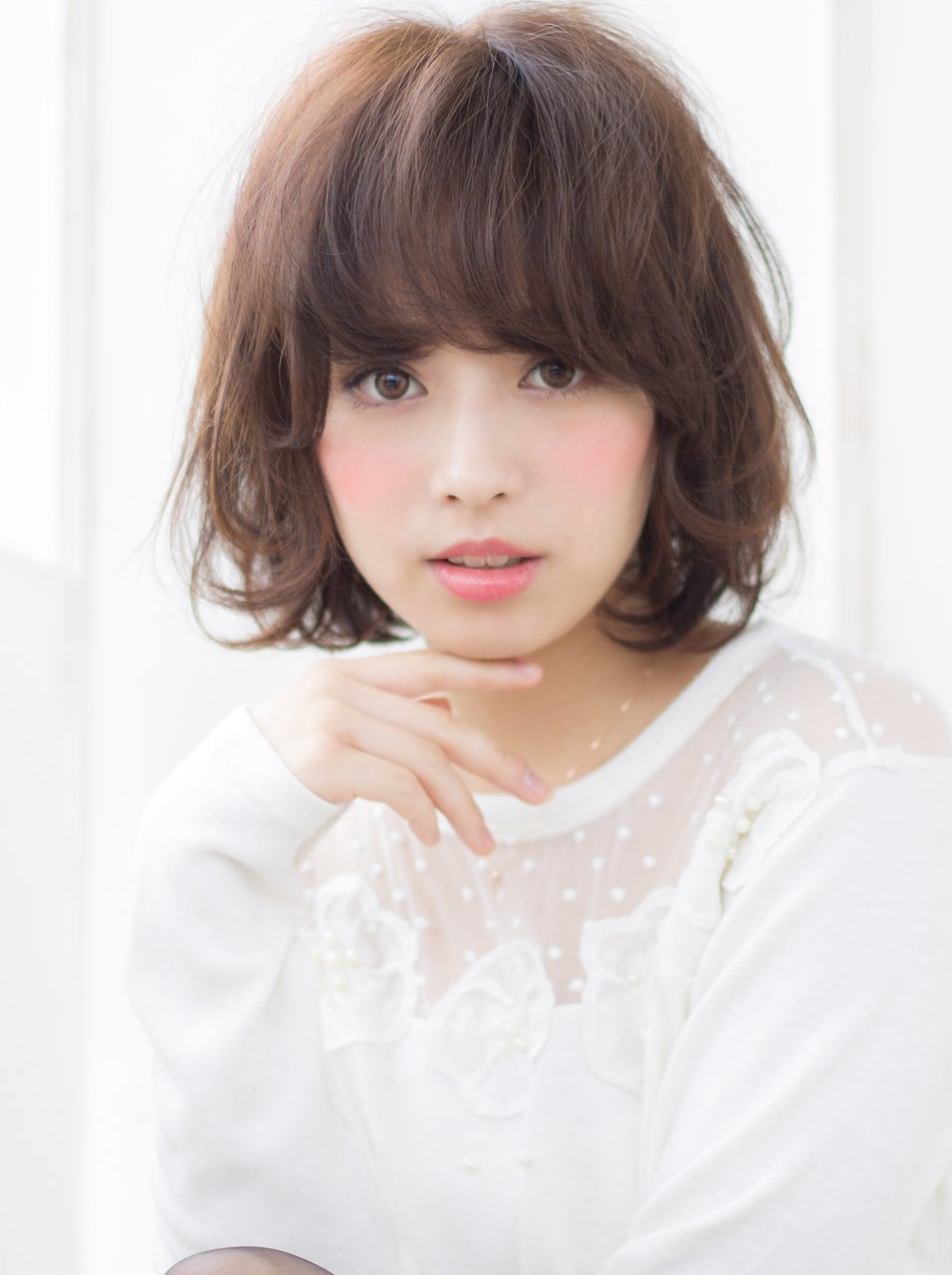 柔らかニュアンスパーマのひし形ボブ