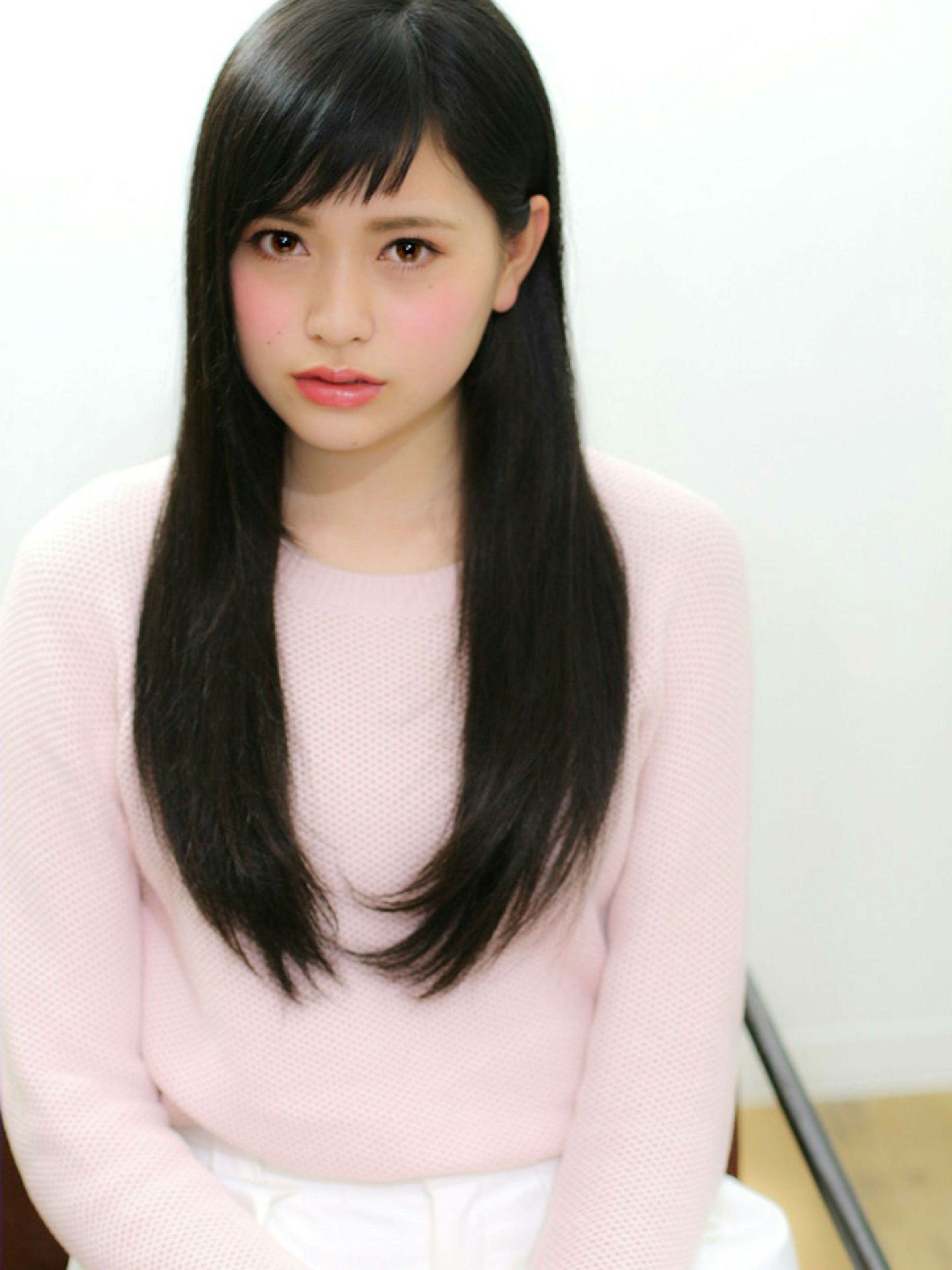 【An nelle】ショートバング黒髪うる艶ストレートロング