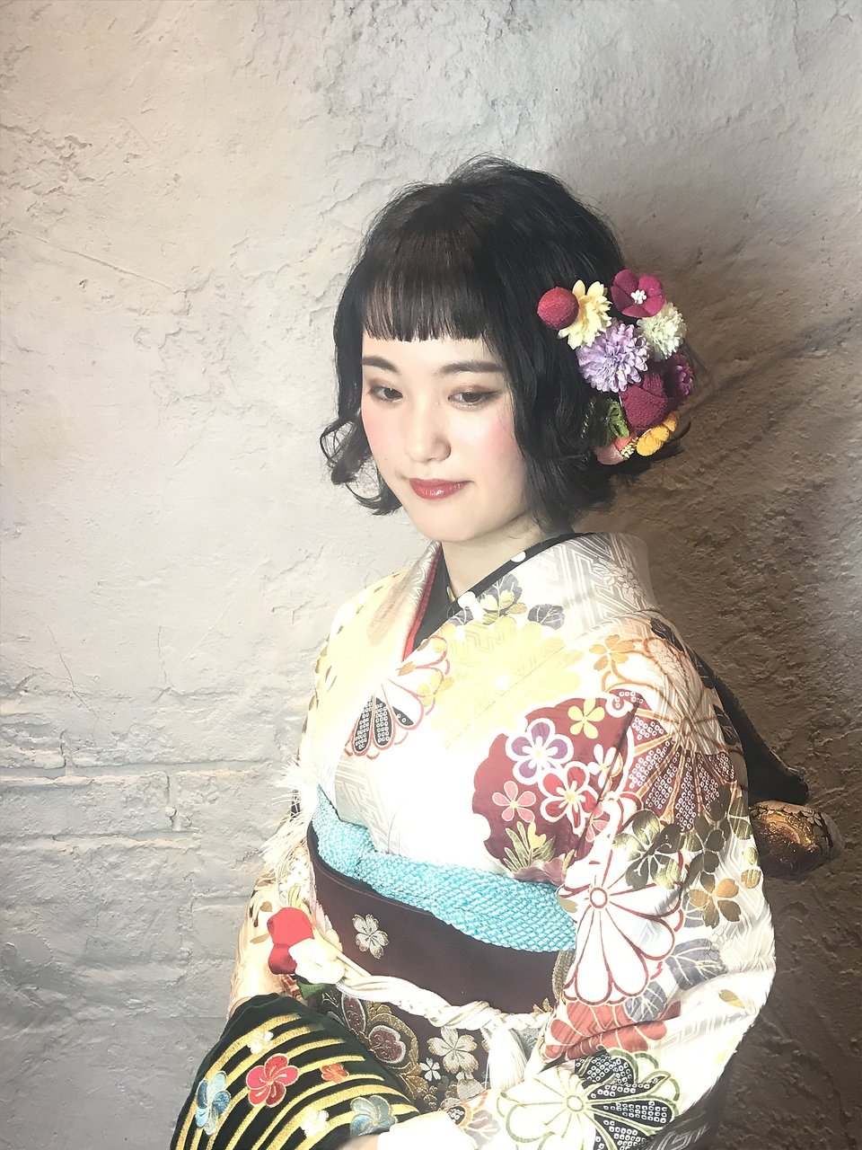 着物　 卒業 結婚式 セット切りっぱなしボブ波ウェーブ