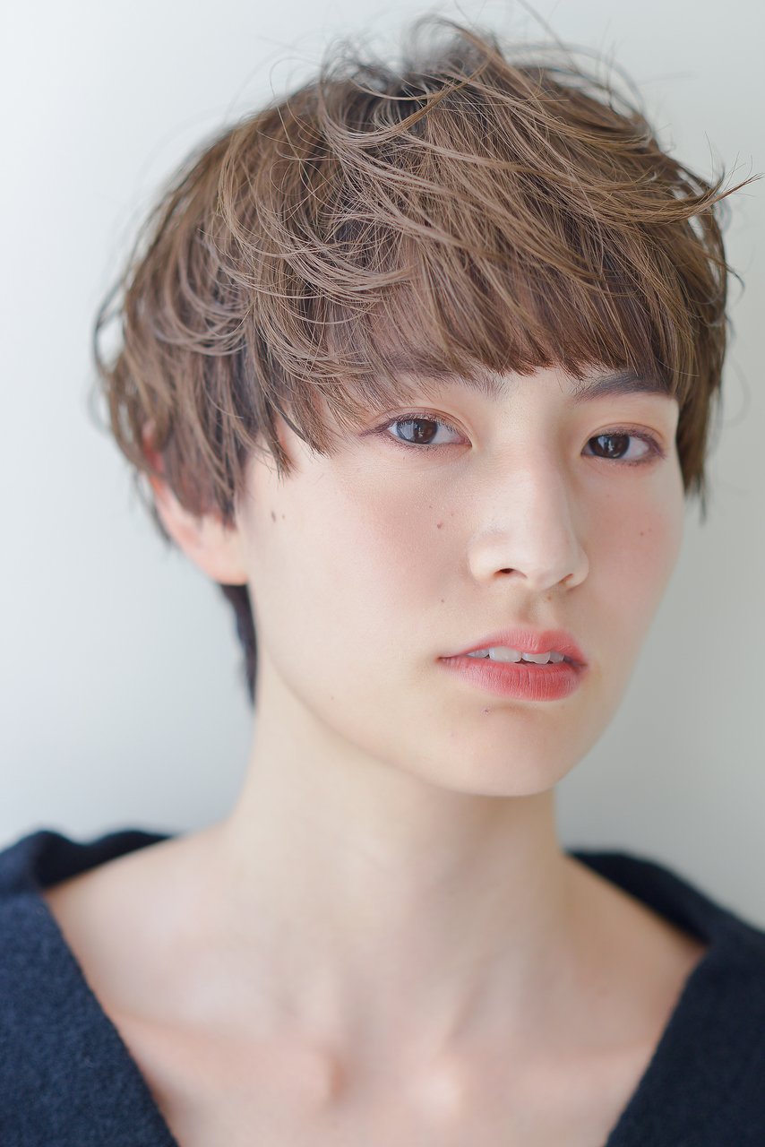 ジグザグバング×大人マッシュショート×丸みショート