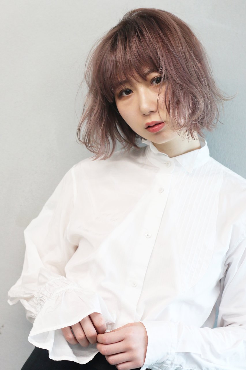 #ピンクベージュボブ