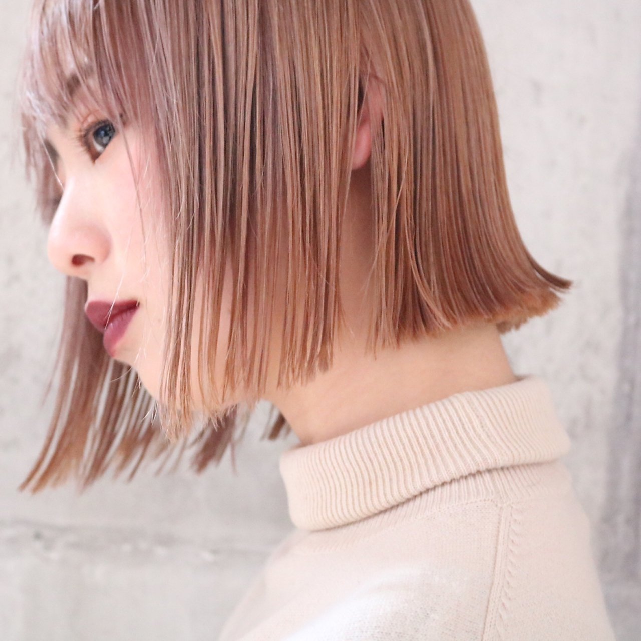 ＊シアーピンクベージュ×切りっぱなしボブ＊