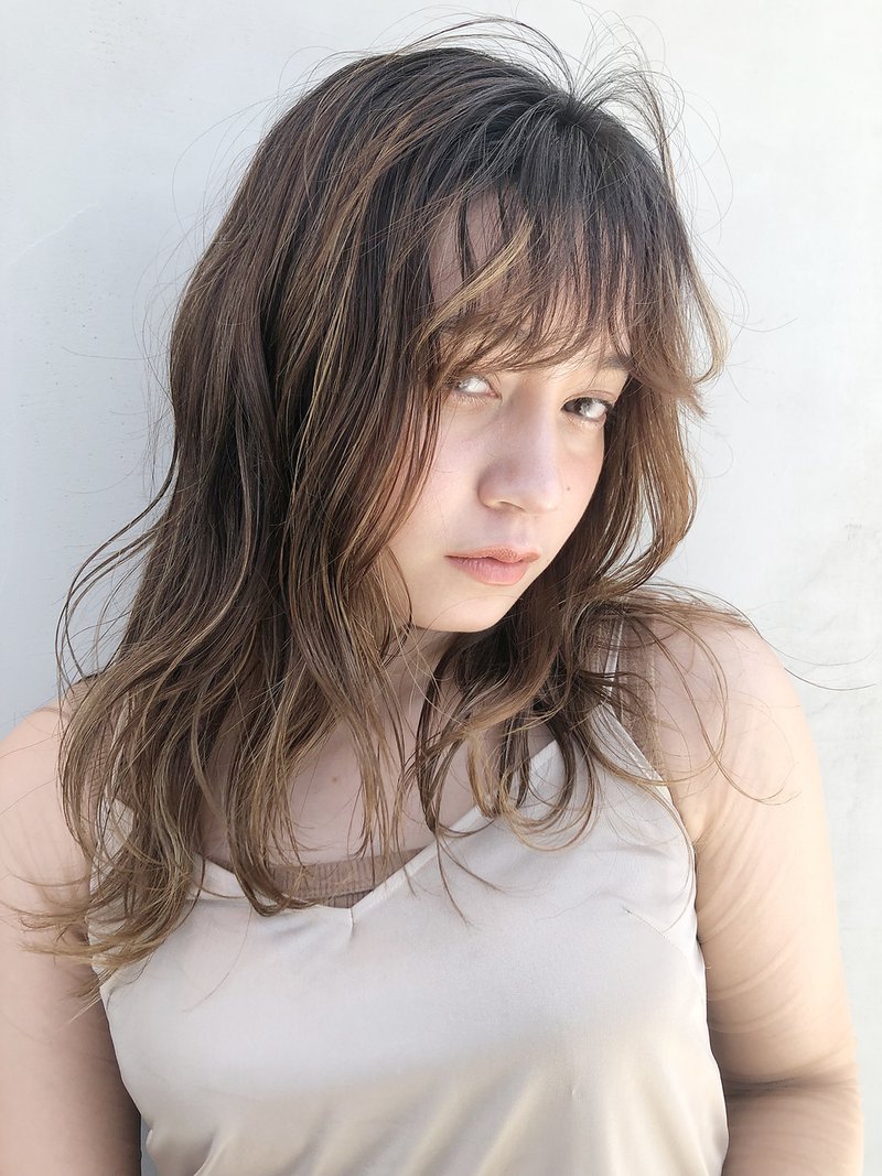 ルーズロング_ネイビーカラーフレンチボブ_86336