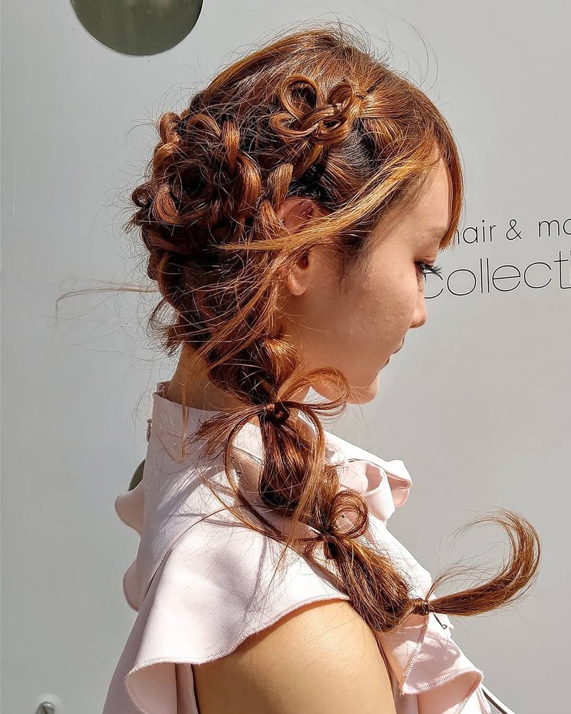 ヘアセット 編み込み、編み下ろし 横流し