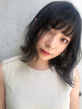 暗髪☆シースルーバング☆アッシュグレー☆ボブ