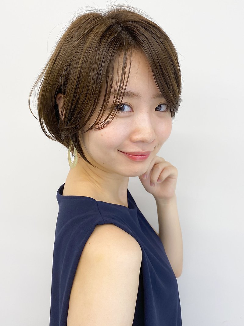 大人可愛い小顔ひし形ハンサムショートボブ前下がり/渋谷/道玄坂