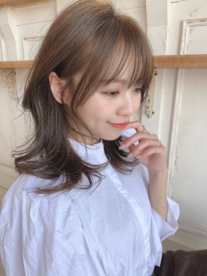 顔周りレイヤー（前髪大人かわいいココアブラウン）