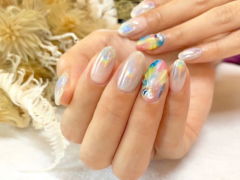 オーロラ☆人魚の鱗ネイル