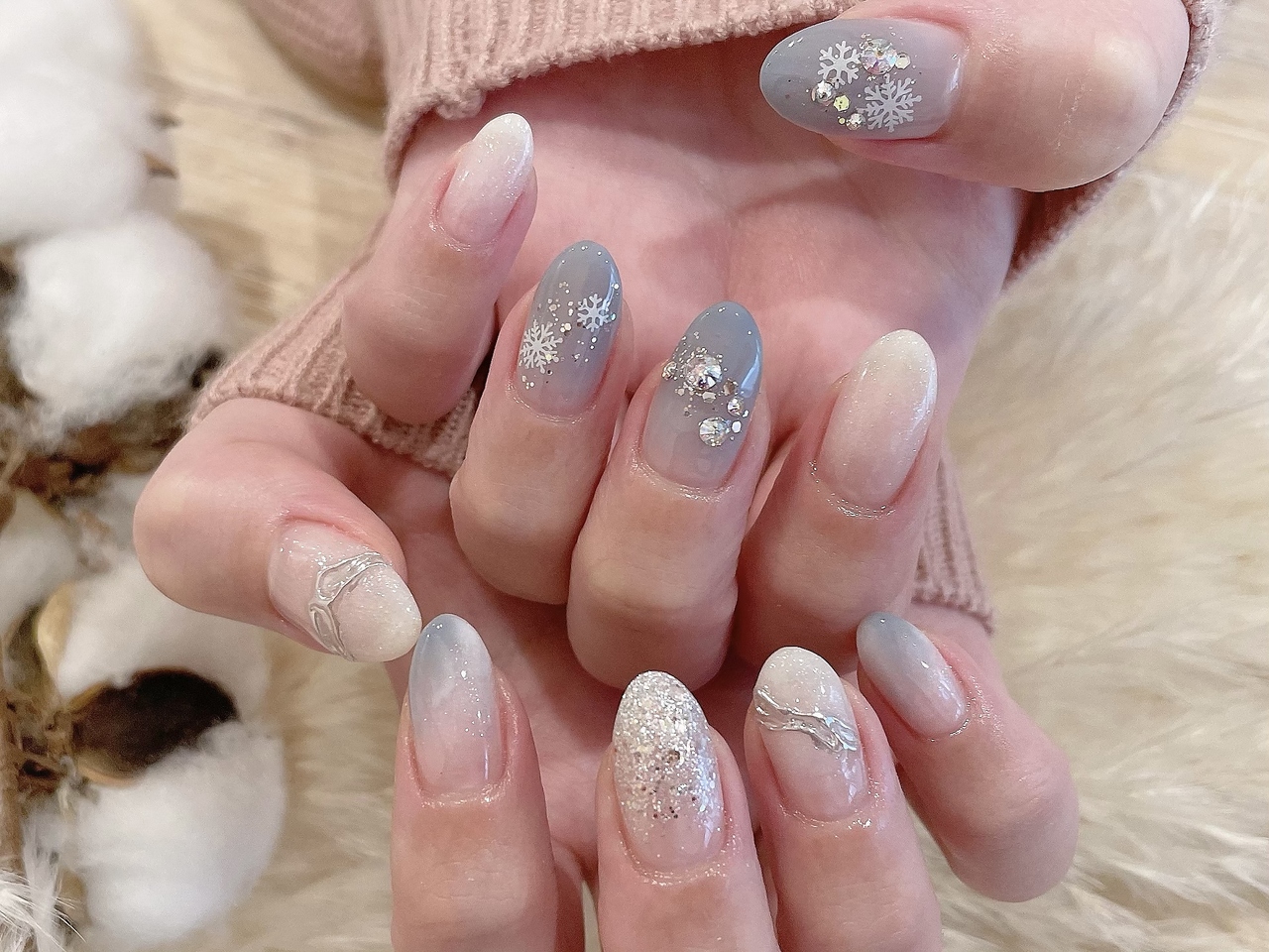 雪の結晶ネイル＊シュガーネイル