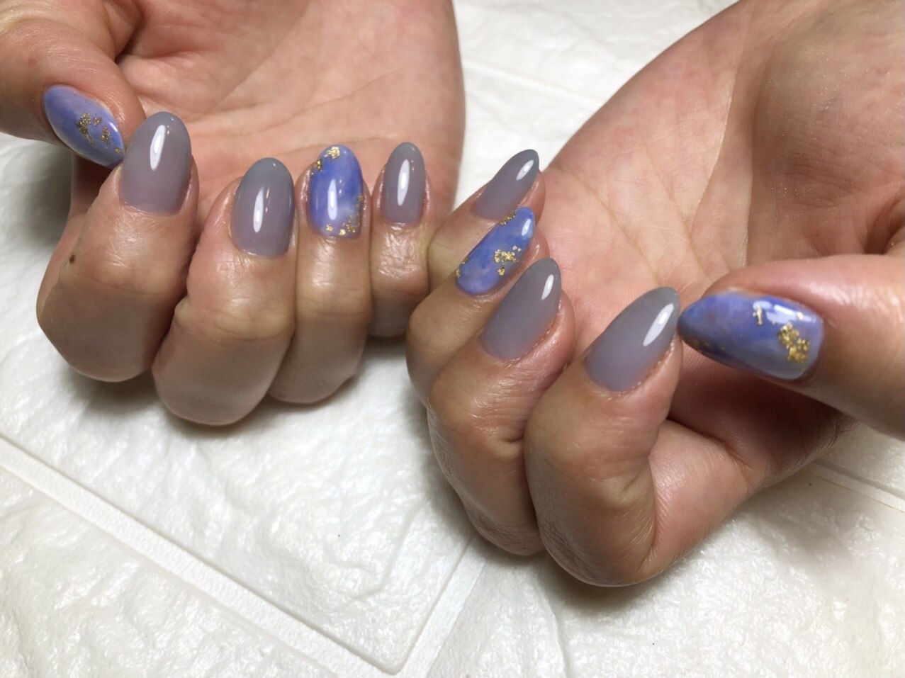 ブルー系ニュアンスネイル