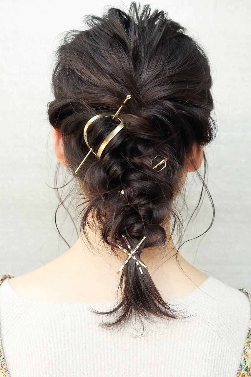 【こなれヘアセット】編み込みアレンジ
